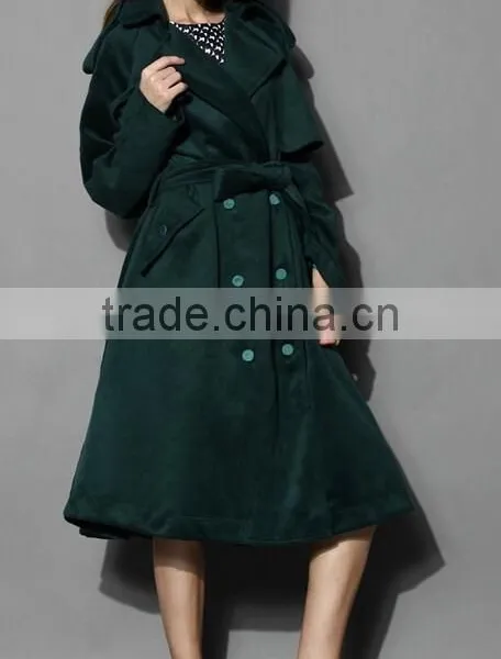 2014 Winter Storm Flap Self-tie Belted Wool Blend Coat ,cold Winter Outside Wear ,Double Breasted Wool Coat photo-4
