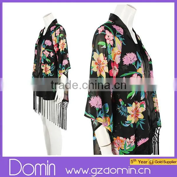New Fahison Women Printed Kimono Jacket Ladies Cardigan Ladies Silk Kimono photo-2