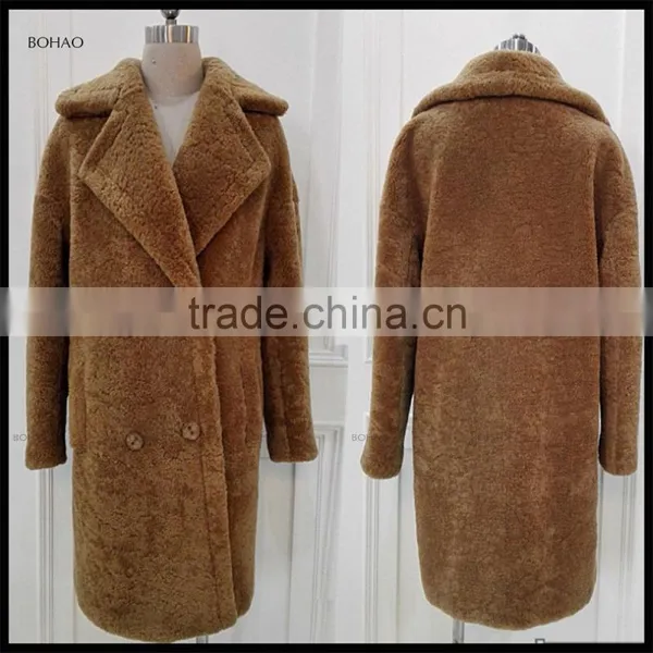 Comfortable Cheap High Quality Long Lamb Faux Skin Fur Coats photo-2