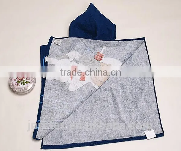 Trade Assurance Combed Cotton Screen Printing Velour Beach Kids Hooded Poncho Towel photo-2