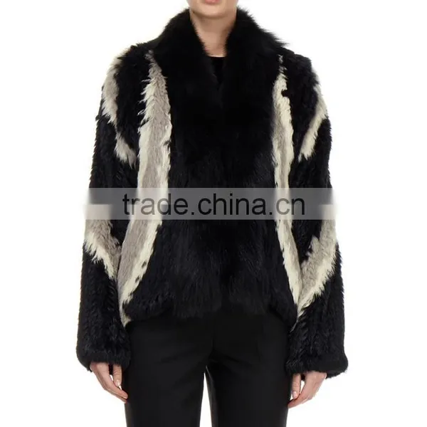 Myfur China Wholesale Fashion Women Winter Coats Knitted Dyed Rabbit Fur Jacket photo-3