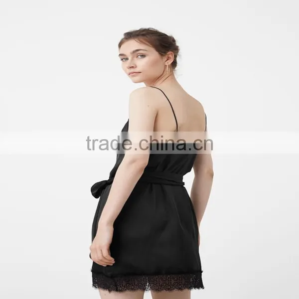 Dongguan Yihao 2016 China Manufacturers Hot-sale Custom New Suede Lace Trim Silk Satin Dress Styles Girls Dress photo-5