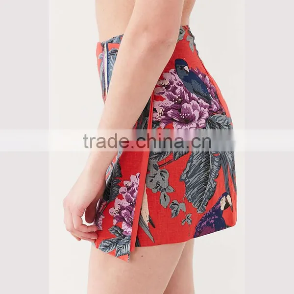 New Design Summer 2017 Fashion Floral Mini Wrap Skirt photo-3