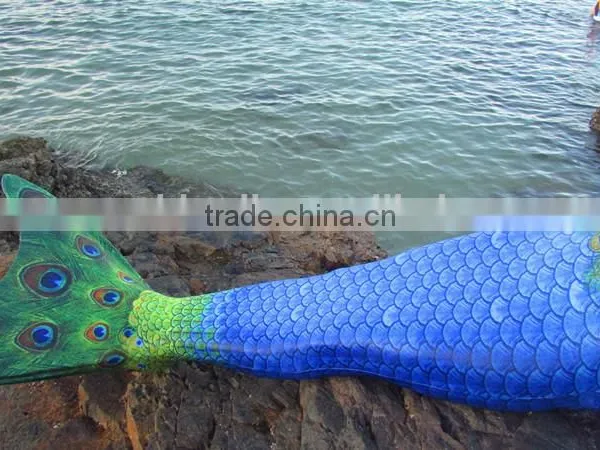 Swimmable Kids 6-12 Years Peacock Mermaid Tail Swimsuit for Girls photo-2