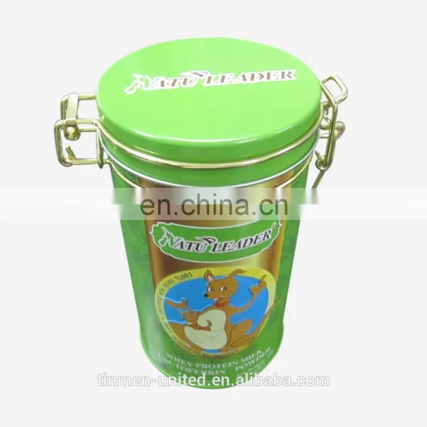Fashion Round Tinl Canister With Metal Clip Closure photo-2