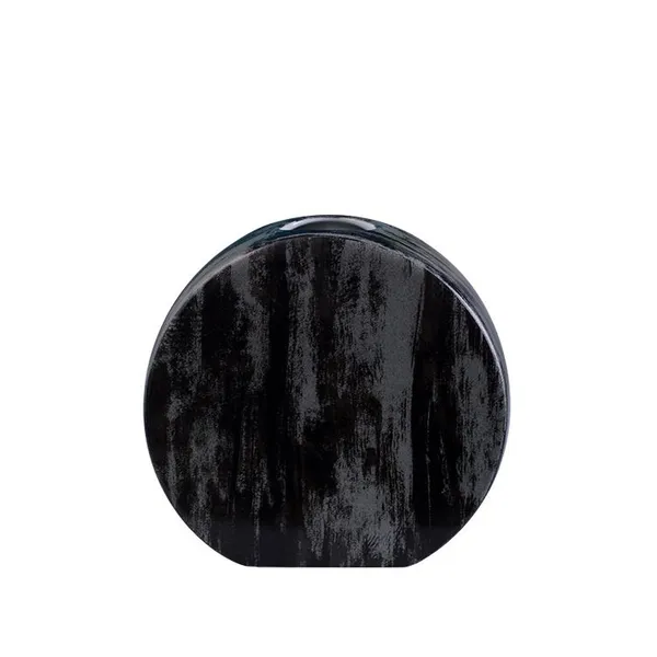Creative Black Metal Semicircle Flat Jingdezhen Ceramic Vase For Showroom Table Decor photo-5