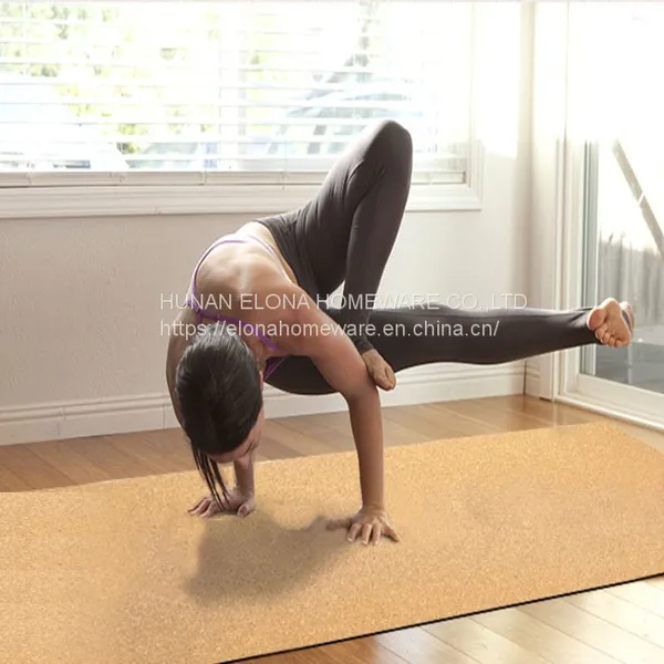 Custom Logo Printing Eco Friendly Non Slip Natural Rubber Material Colorful Cork Yoga Mat photo-2