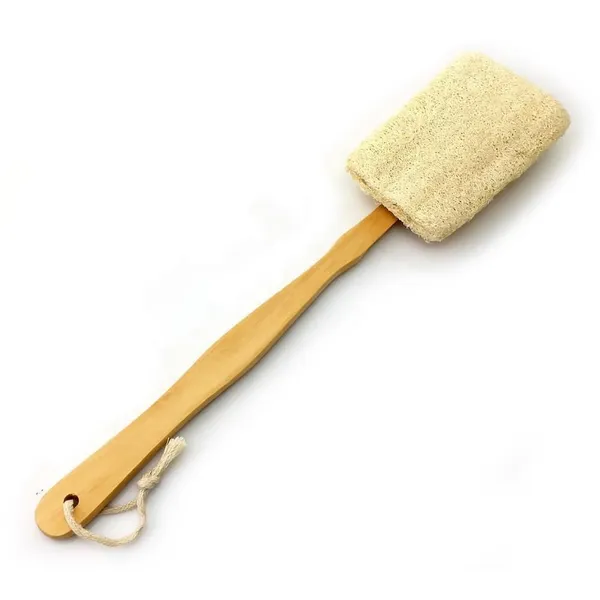 Wooden Bath Loofah Body Back Shower Loffa Brush With Long Handle photo-2