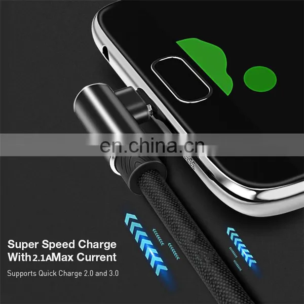 High Quality 90 Degree Quick Charger Usb Cable Fast Charging Type C Data Cables For IPhone/Android photo-3
