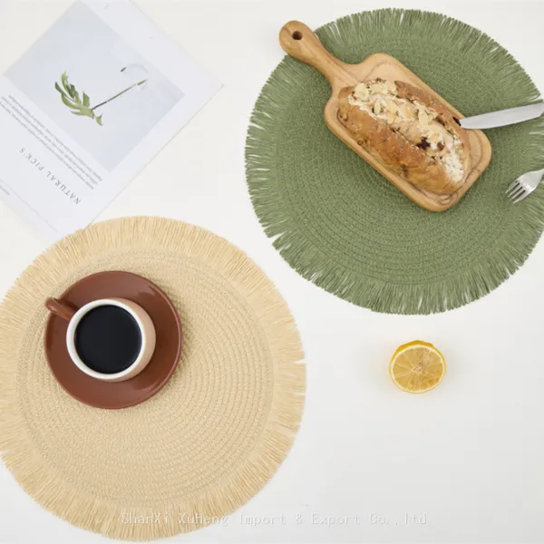 Hand Woven Round Decorative Paper Place Mats Table Mats for Dining Table photo-3