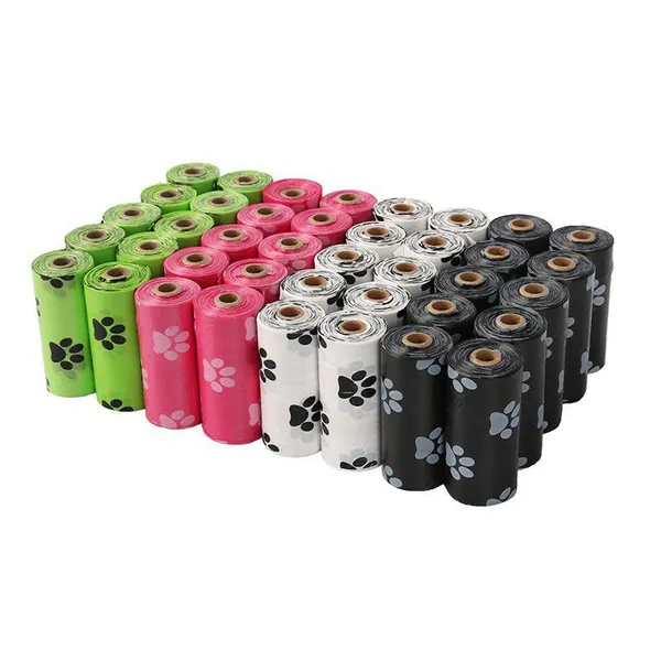 Scented Biodegradable Dog Poop Bags, Thick Leak Proof Paw Print Pet Waste Bags, Eco-Friendly Disposable Dog Pick Up Bags