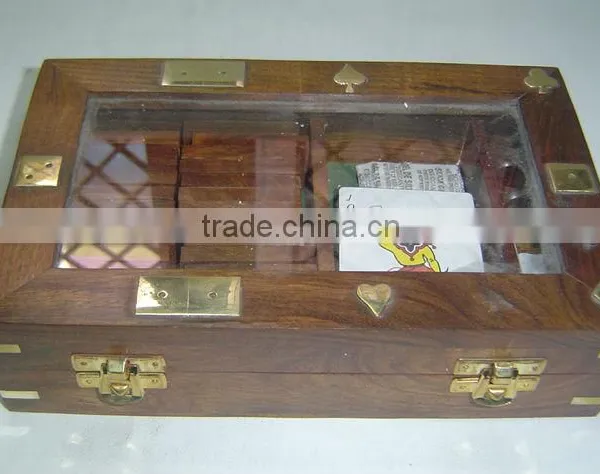 Wooden Game Box With Playing Card
