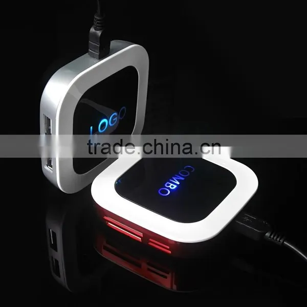 2 in 1 Newest Combo Card Reader With Usb Hub With Laser Logo Shinning Logo photo-6