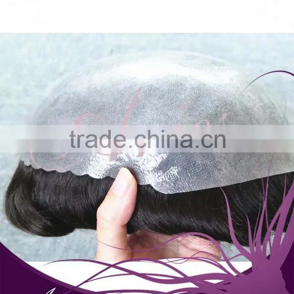 Natural Hair Poly Skin Base Human Hair Toupee photo-3