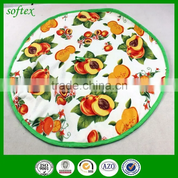 China Supply Round Type Printing Cotton Kitchen Towel With Ties photo-5