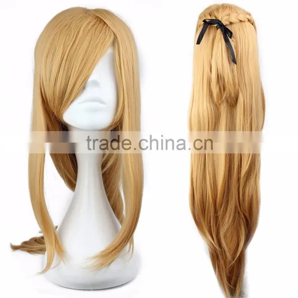 Hot Anime Fashion 90cm Sword Art Online Asuna Yuuki brown cosplay wig Straight Heat Resistant Hair