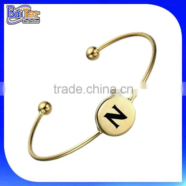 Custom Fashion Rose Gold Initial Cuff Bracelet 925 Sterling Silver Gold Initial Bangle Bracelet Quality Choice photo-2