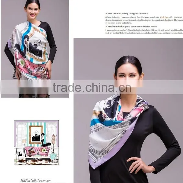 SJ-028 100% Silk New Design Fashion Twill Scarf photo-4