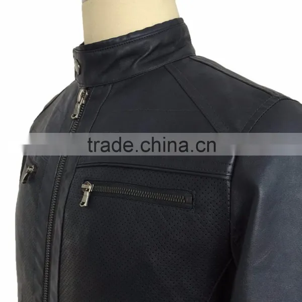Classic Men PU Biker Jacket Custom Made