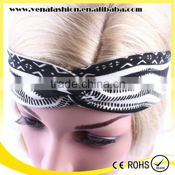 Bohemian Black White Printing Yoga Sports Head Band