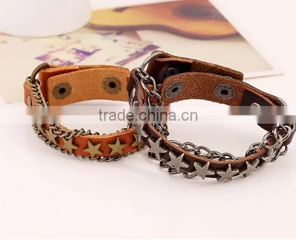 Punk Cool Men Womens Wide Genuine Leather Belt Bracelet Cuff Wristband Bangle photo-4