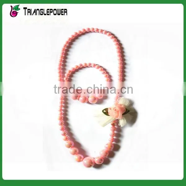 Candy Colorful Beaded Necklace Bracelet Set With Silk Flower for Kids photo-3