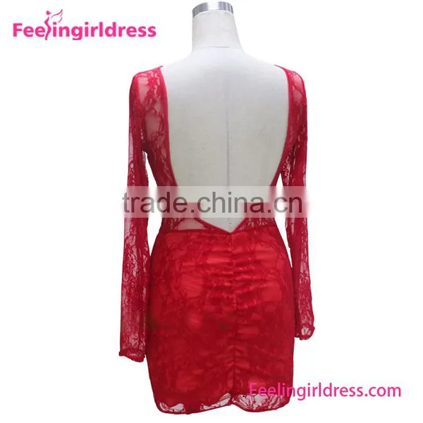 Red Long Dress Making Lace Fabric Evening Dress Material Lace photo-4