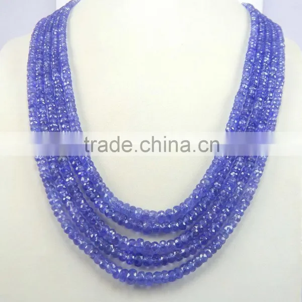 Best Price Natural Royal Blue AA Quality Tanzanite Roundel Faceted Beads, tz Beads photo-2