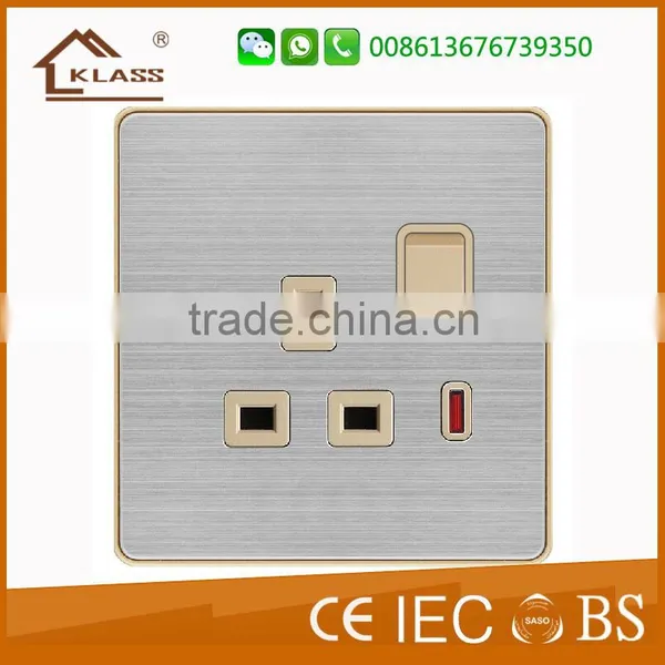 Hot Sale 2 Gang UK 13A Switched Socket With Neon, Double 13A Wall Switch Socket photo-3