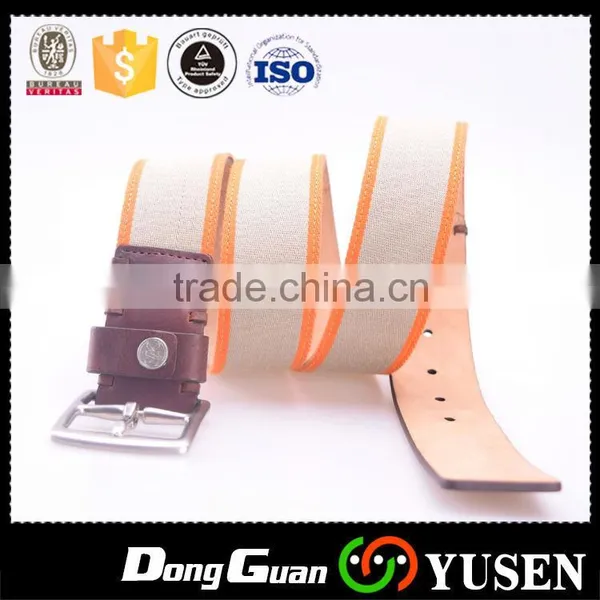 Two Tone Double Colours Leather Ended Cowboy Woven Canvas Belt photo-4