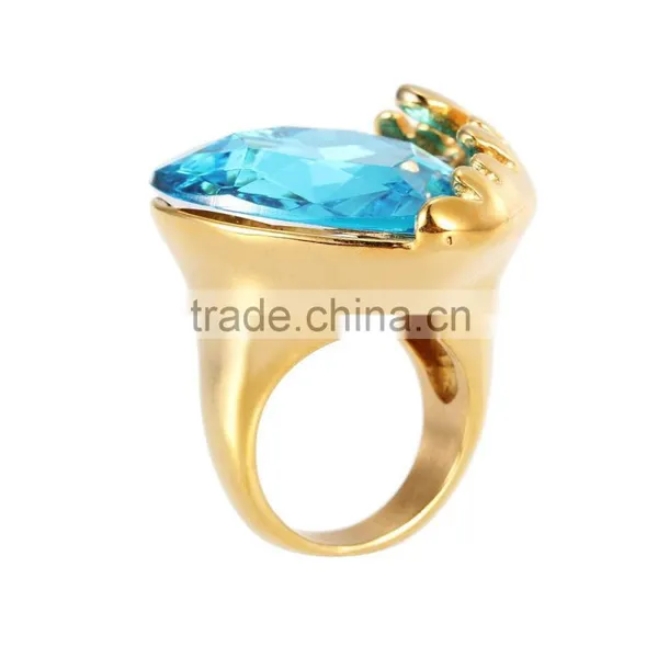 Vogue Green Stone , Gold Stainless Steel Rings From China Kalen Jewelry photo-2