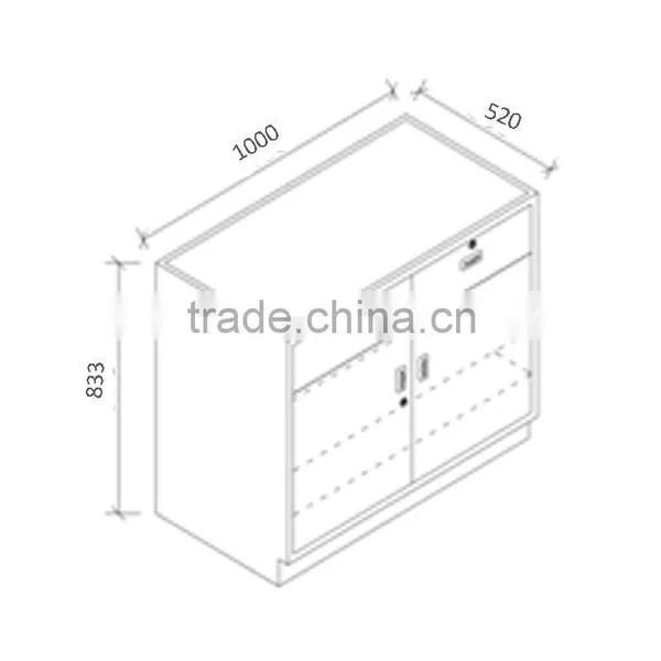 2 Top Drawers and 2 Hanged Doors Under Bench Metal Dental Lab Cabinet in Chemistry Lab Furniture
