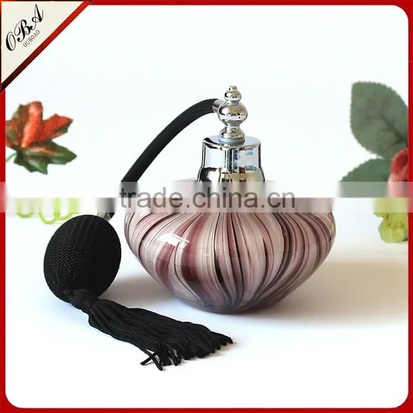 100ml Handmade Modern Popular Luxurious Purple Stripes Airbag Sprayer Pump Glass Perfume Bottle photo-5