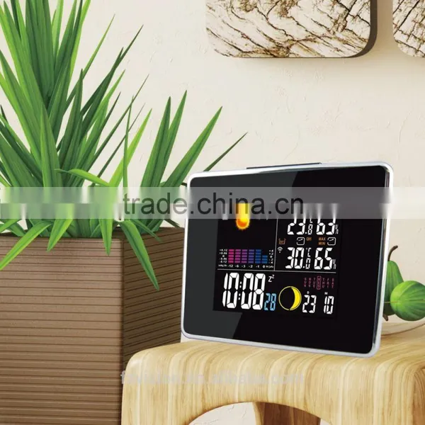Wireless RCC Weather Station With Hygro-thermometer/ Black Wifi Weather Station Clock With 2 Sensors by Radio Controlled Clock photo-4