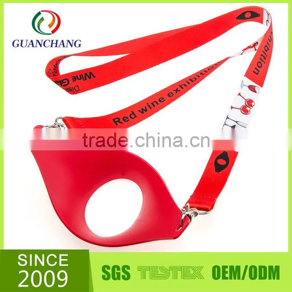 High Quality Flat Polyester Drink Sling Bling Lanyard Wine Glass Holder Set photo-2
