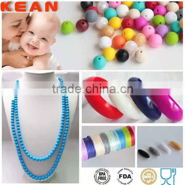 Easily Cleaned With Water Necklaces Silicone Bead Teething Quartz Pink FDA SGS LFGB photo-4
