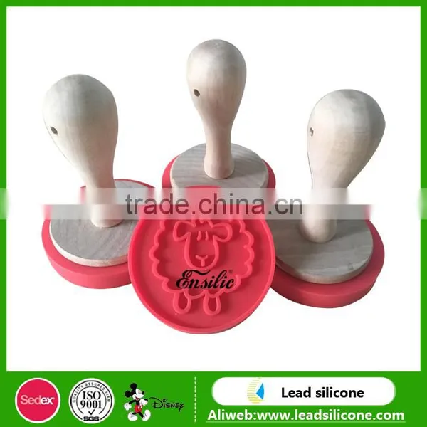 Silicone Cookie Stamp With Wooden Handle,Festivity Style Pink Silicone Cookie Stamp photo-4