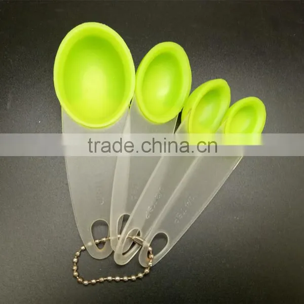 Disposable 4pcs Silicone Measuring Spoons Set With Plastic Handle photo-2