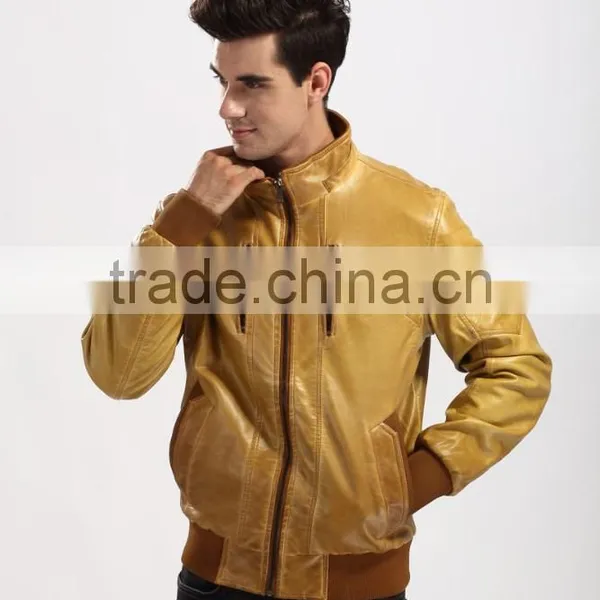 2015 New Style Motorcycle Leather Jacket Men Wholesale photo-3
