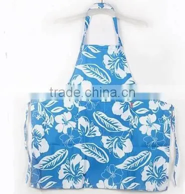 Jeanette Printing Waterproof Apron, Dark Blue Flowers Leaves Aprons photo-4