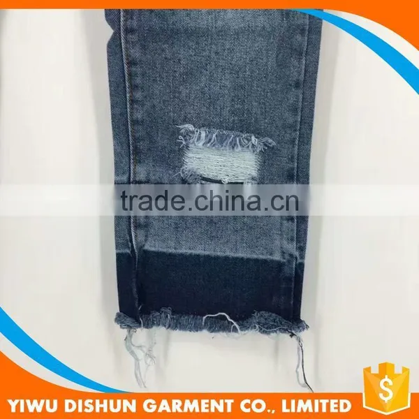 Women Latest Design Straight Pants Jeans With Holes photo-4