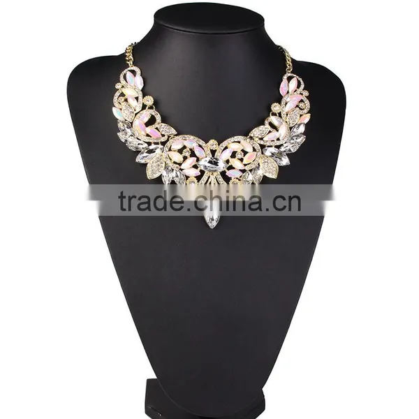 Vintage Ethnic Luxury AB Shinnning Ges Women Chunky Coral Necklace photo-3