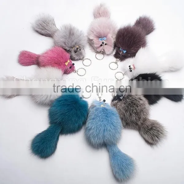 CX-R-11C Luxury Wholesale Genuine Fox Fur Tail Key Chain photo-5