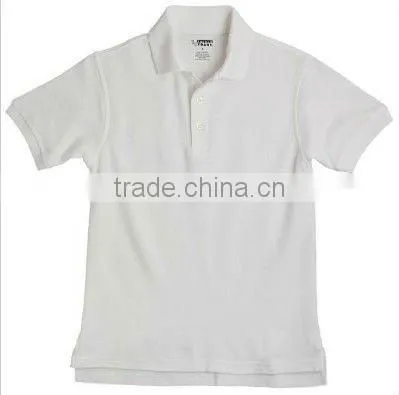 Short Sleeve Uniform White Polo Shirt With T/C Pique Fabric