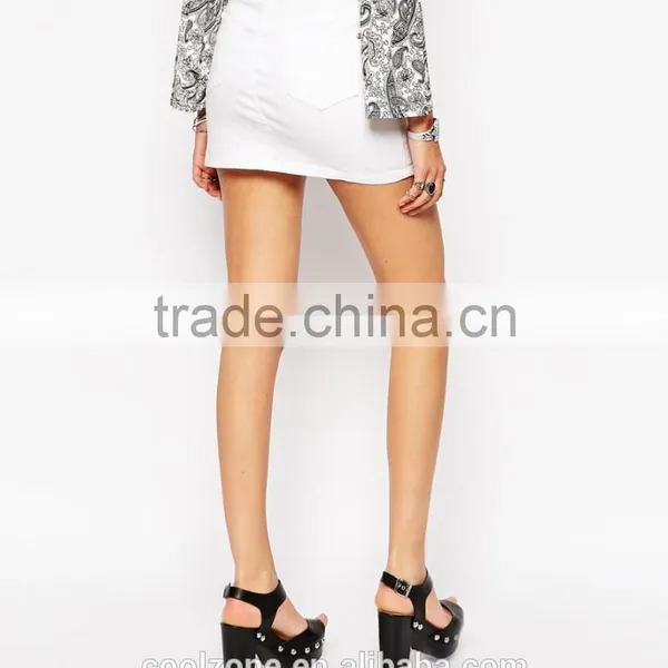Five Pocket Styliny Denim Skirt Women Button Placket Hot Skirts photo-3