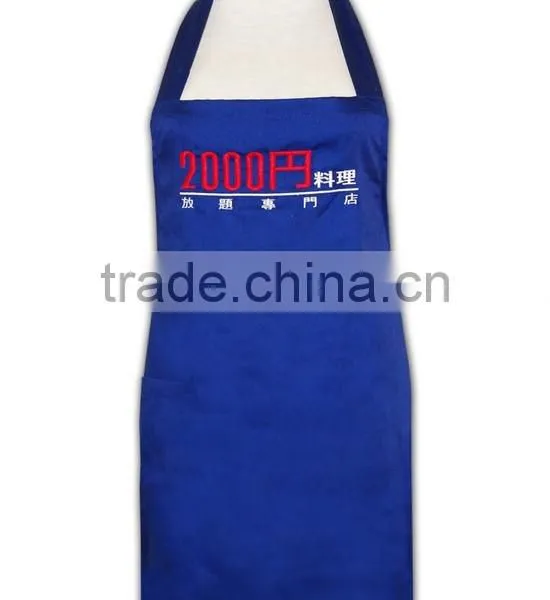 100% Cotton Canvas Apron Bule Printing Design Kitchen Cooking Bib Apron photo-2