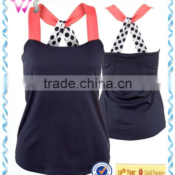 Girls Black Fashion OEM Design Fitness Tennis Tank Top