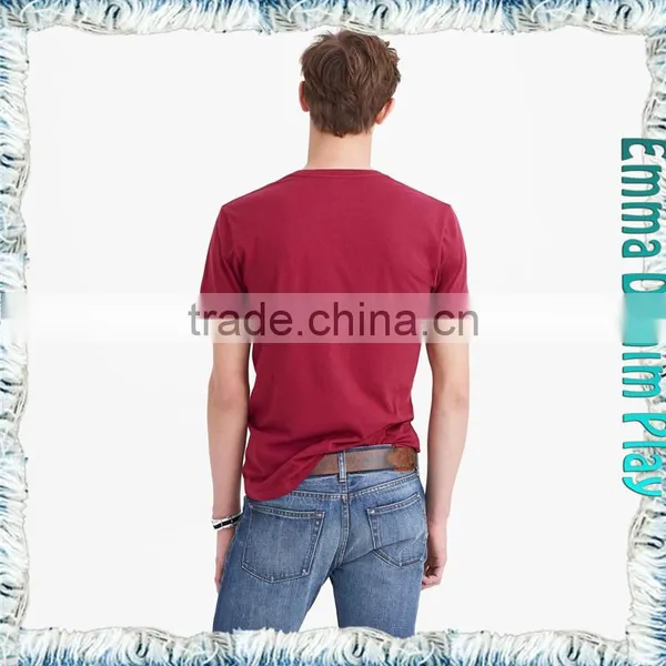 Man's Custom Fitting Wine Dyed Plain V Neck T Shirts photo-2