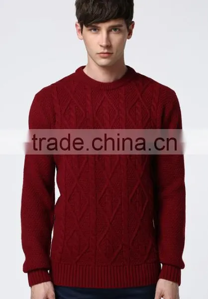 Mans Round Colloar Cable Knit Pattern Pullover Sweater With High Quality photo-3