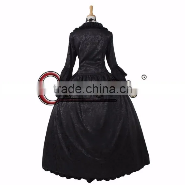 Black Ball Gown Medieval Dress Cosplay Costume Women's Fancy Dress Custom Made photo-2